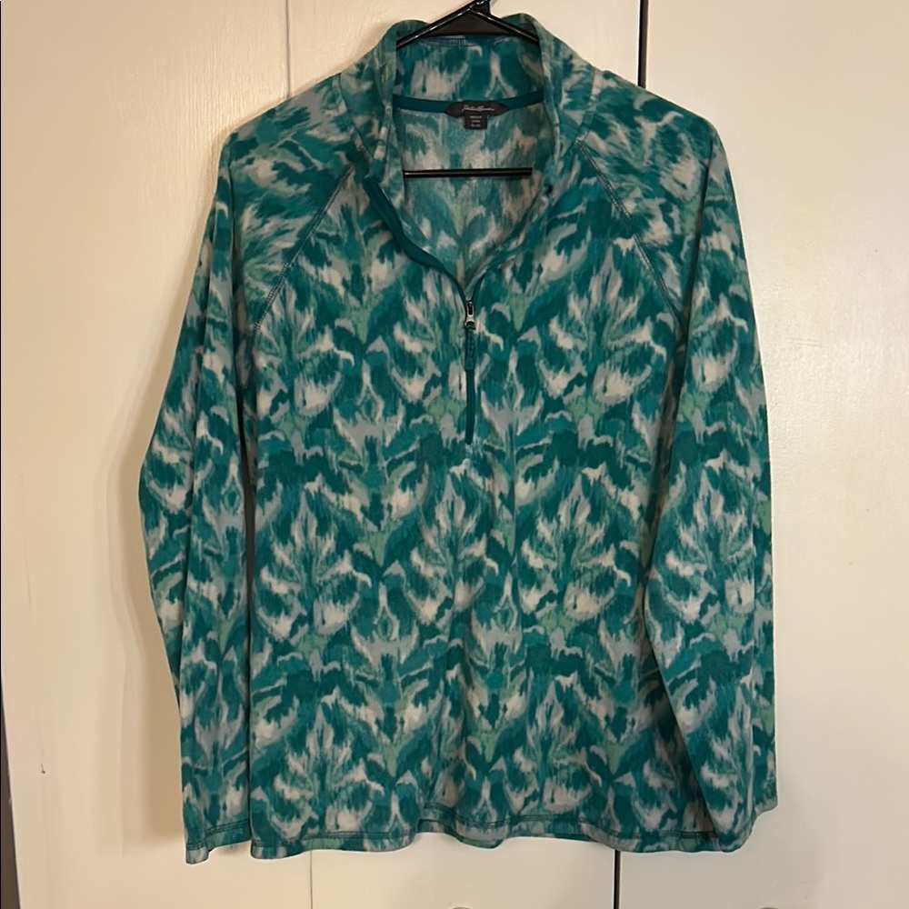 Eddie Bauer Teal and White Fleece Pullover